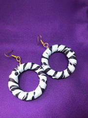 African Hoops in Blue Ankara Print - Up cycled Zero Waste Earrings - Continent Clothing