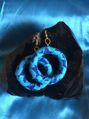 African Hoops in Blue Ankara Print - Up cycled Zero Waste Earrings - Continent Clothing