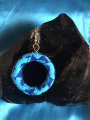 African Hoops in Blue Ankara Print - Up cycled Zero Waste Earrings - Continent Clothing