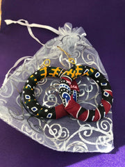 African Hoops in Blue Dashiki Print - Up cycled Zero Waste Earrings - Continent Clothing