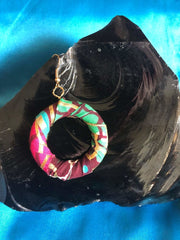 African Hoops in Green Gold Ankara Print - Up cycled Zero Waste Earrings - Continent Clothing