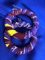 African Hoops in Purple Ankara Print - Up cycled Zero Waste Earrings - Continent Clothing