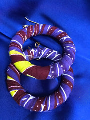 African Hoops in Purple Ankara Print - Up cycled Zero Waste Earrings - Continent Clothing