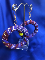 African Hoops in Purple Ankara Print - Up cycled Zero Waste Earrings - Continent Clothing 