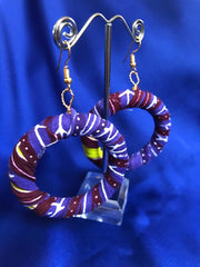 African Hoops in Purple Ankara Print - Up cycled Zero Waste Earrings - Continent Clothing