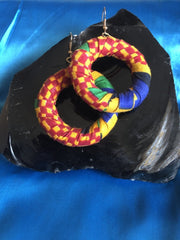 African Hoops in Red Ankara Print - Up cycled Zero Waste Earrings - Continent Clothing