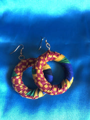 African Hoops in Red Ankara Print - Up cycled Zero Waste Earrings - Continent Clothing