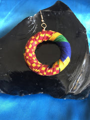 African Hoops in Red Ankara Print - Up cycled Zero Waste Earrings - Continent Clothing