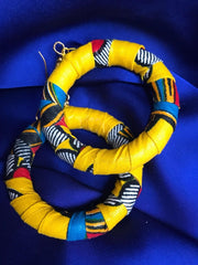 African Hoops in Yellow Ankara Print - Up cycled Zero Waste Earrings - Continent Clothing