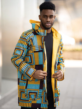 Hooded Jacket In Mud Cloth