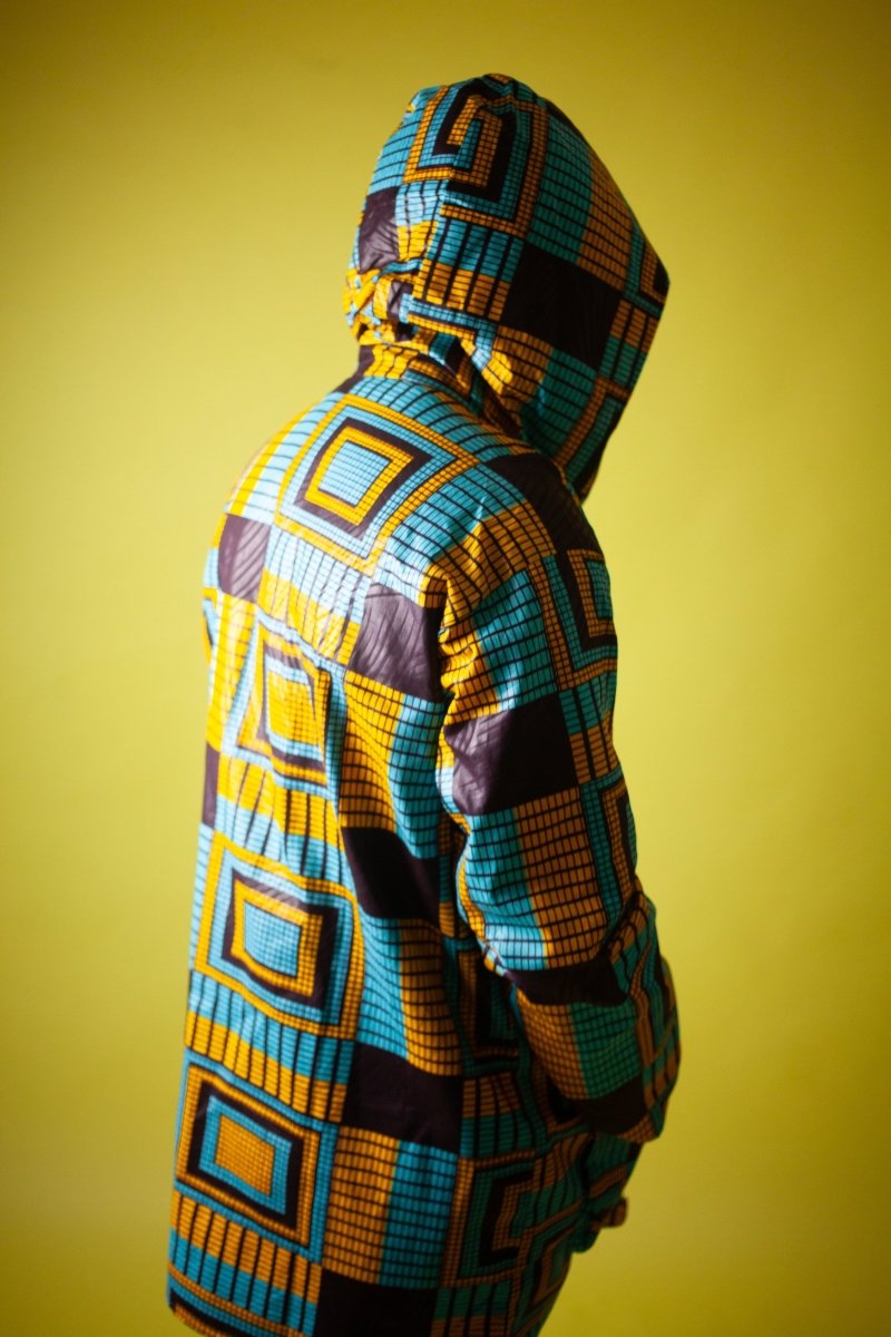 African Jacket In Electric Blue Kente - The Continent Clothing