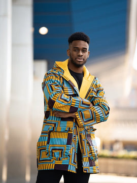 Hooded Jacket In Mud Cloth