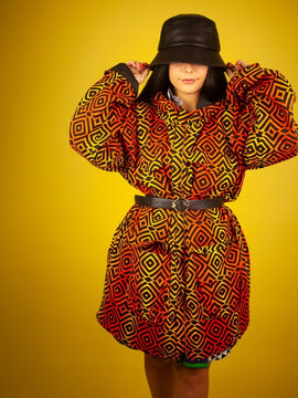 Giacca Africana Con Cappuccio In Sumakaka Rosso Elettrico