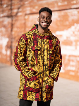 Hooded Jacket In Mud Cloth