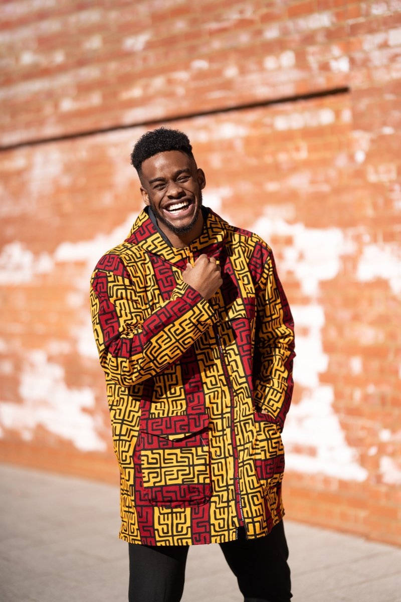 African Jacket In Red Orange Print - The Continent Clothing