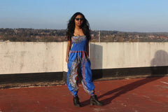 African Jumpsuit in Blue Dashiki Print - Continent Clothing