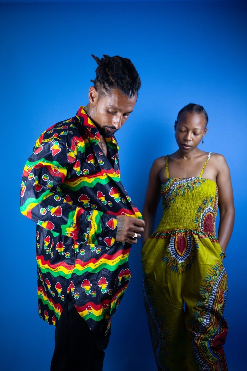African Jumpsuit in Brown Dashiki Print - Continent Clothing