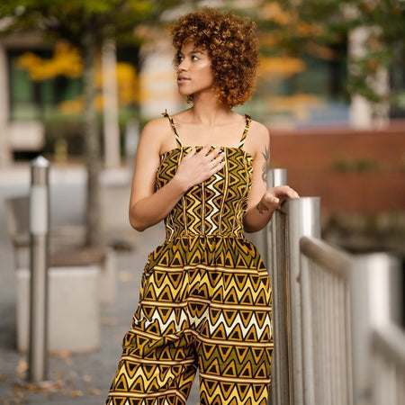 African Jumpsuit in Earthy Mud Clot
