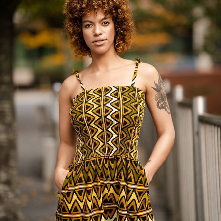 African Jumpsuit in Earthy Mud Clot