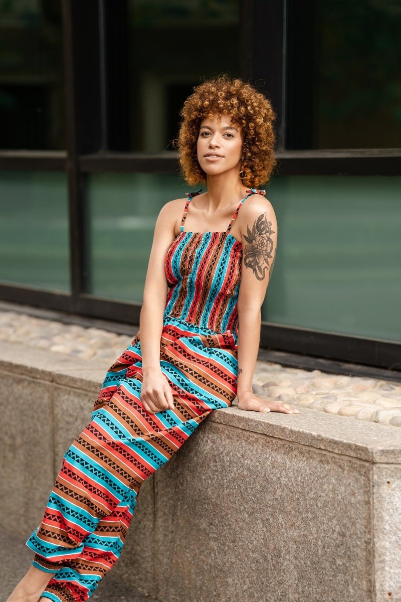 African Jumpsuit in Pink Ankara - Continent Clothing