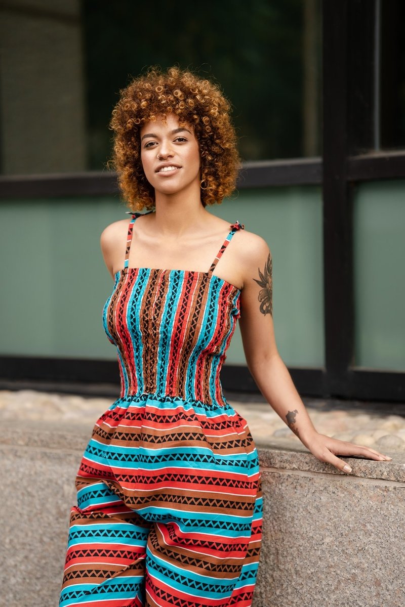 African Jumpsuit in Pink Ankara - Continent Clothing