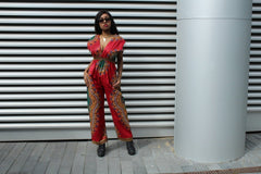 African Jumpsuit in Red Dashiki - Continent Clothing