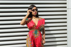 African Jumpsuit in Red Dashiki - Continent Clothing