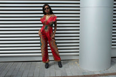 African Jumpsuit in Red Dashiki - Continent Clothing