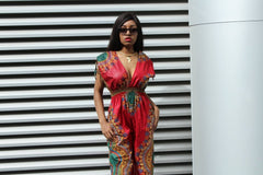 African Jumpsuit in Red Dashiki - Continent Clothing