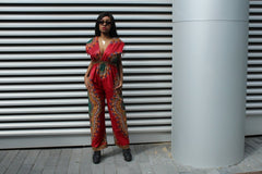 African Jumpsuit in Red Dashiki - Continent Clothing