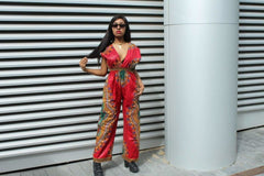 African Jumpsuit in Red Dashiki - Continent Clothing