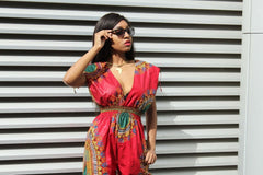 African Jumpsuit in Red Dashiki - Continent Clothing