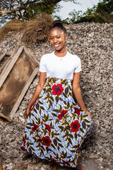 African Maxi Skirt In Red Flower - The Continent Clothing