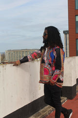 African Oversized Hoodie in Black Dashiki Print - Aztec Festival Hoodie - Continent Clothing