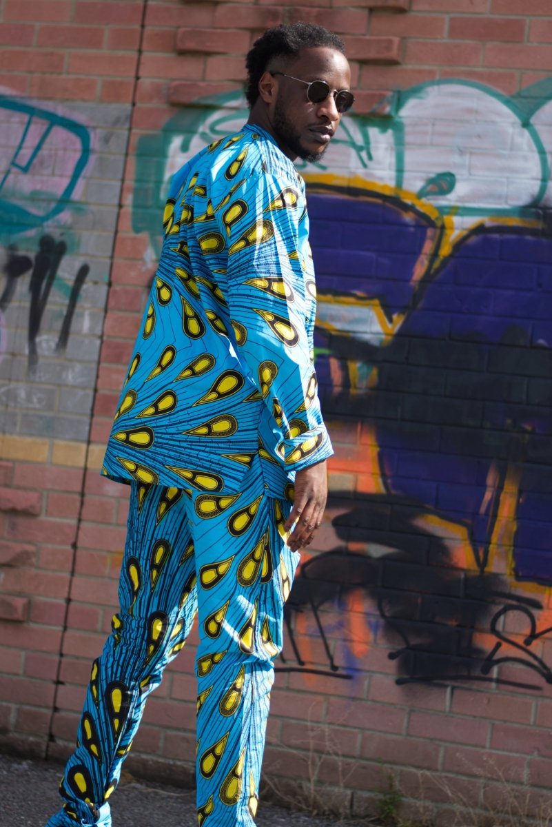 African Pants In Brilliant Blue Ankara Print - Continent Clothing