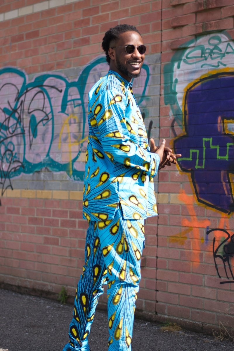 African Pants In Brilliant Blue Ankara Print - Continent Clothing