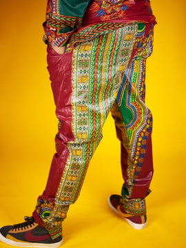 Pantaloni / Pantaloni africani in Dashiki rosso - Pantaloni Festival