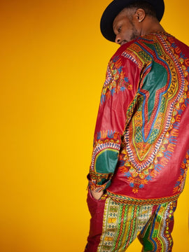 Pantaloni / Pantaloni africani in Dashiki rosso - Pantaloni Festival