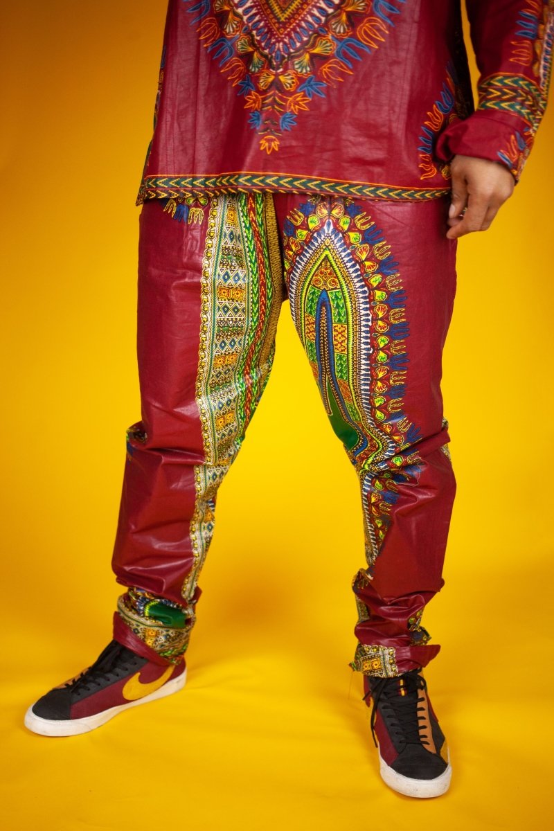 African Pants In Red Dashiki - Continent Clothing