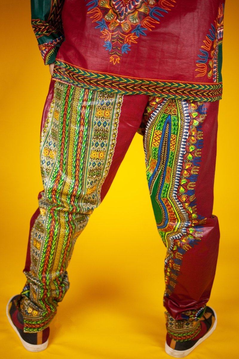African Pants In Red Dashiki - Continent Clothing