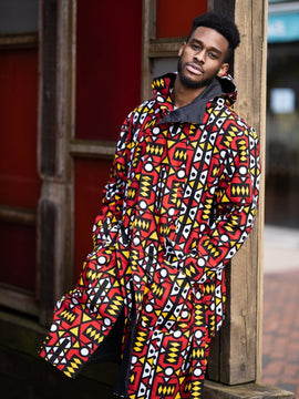 Trench africano con stampa Ankara verde