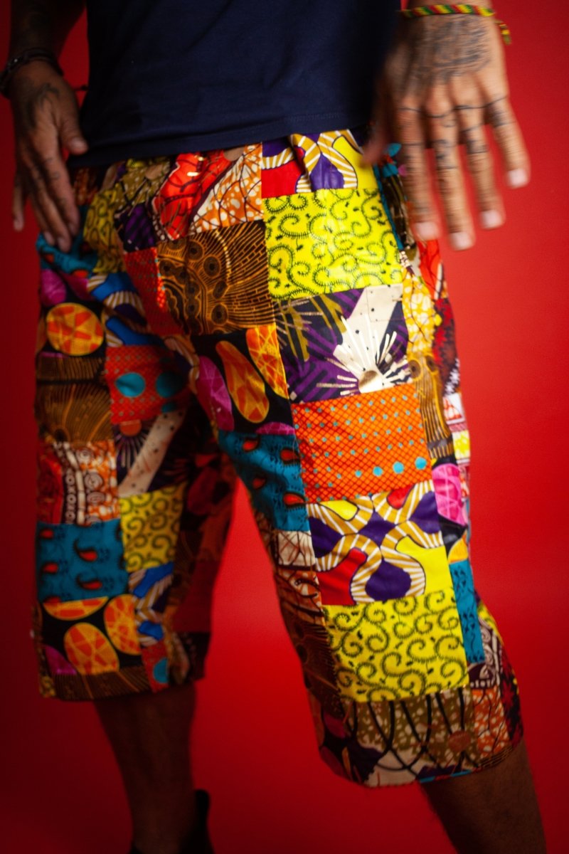 African Patchwork Shorts - Festival Shorts - Continent Clothing