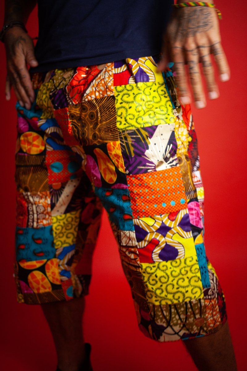 African Patchwork Shorts - Festival Shorts - Continent Clothing 