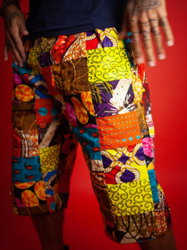 African Patchwork Shorts - Festival Shorts