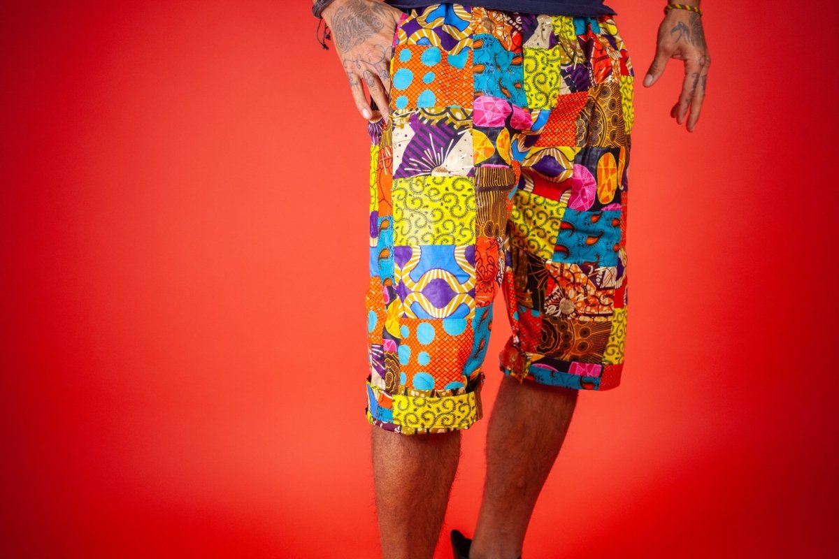 African Patchwork Shorts - Festival Shorts - Continent Clothing 