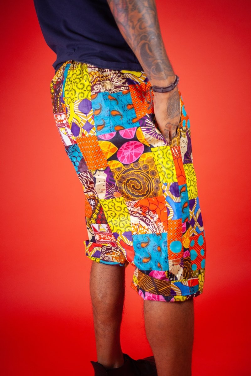 African Patchwork Shorts - Festival Shorts - Continent Clothing 