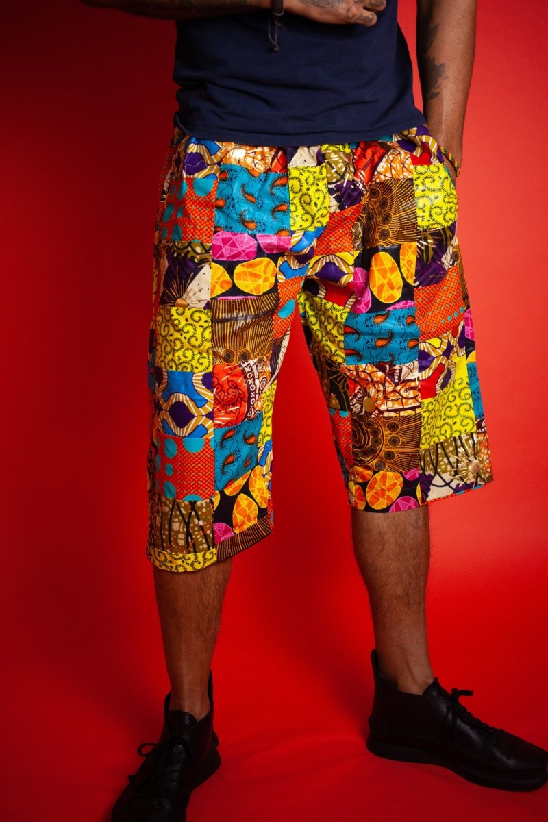 African Patchwork Shorts - Festival Shorts - Continent Clothing 