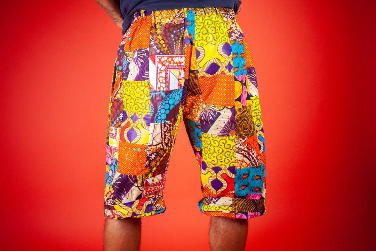 African Patchwork Shorts - Festival Shorts - Continent Clothing 