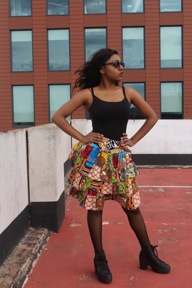 African Patchwork Skirt, Rah Rah - Festival Skirt - Continent Clothing