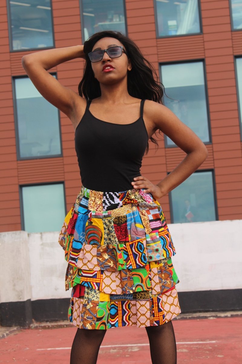 African Patchwork Skirt, Rah Rah - Festival Skirt - Continent Clothing
